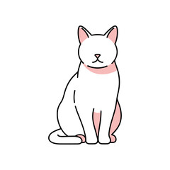 Obraz premium Simple illustration of a white cat sitting calmly.