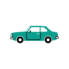 Fototapeta premium Simple Teal Car Illustration.