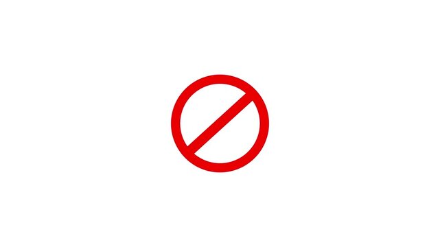 No entry icon showing deny action and blocked access status. No entry animation represents ban signal, access restriction, and not allow decision.