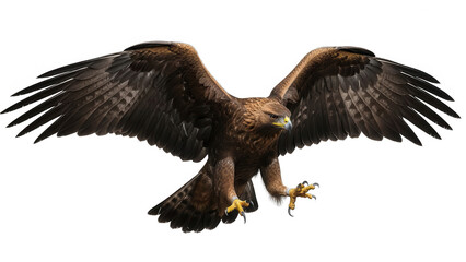 Obraz premium Majestic eagle in flight isolated on transparent background