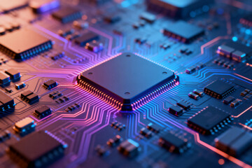 Close-up of Microchip on Circuit Board