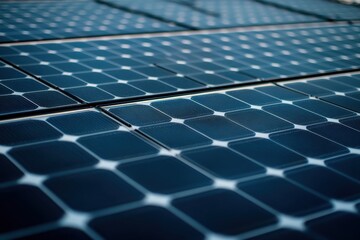 Rows of modern solar panels are capturing sunlight to generate clean, renewable electricity, promoting sustainable energy solutions for a greener future.