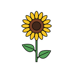 Obraz premium Vibrant sunflower illustration showcasing its beauty and intricate details against a white backdrop.