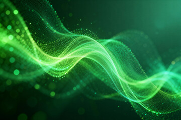 Abstract Green Waves Digital Art Background