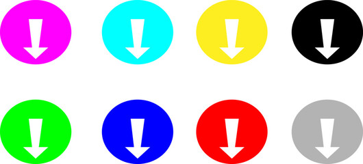 Multicolor Circular Download Arrow Icons Set