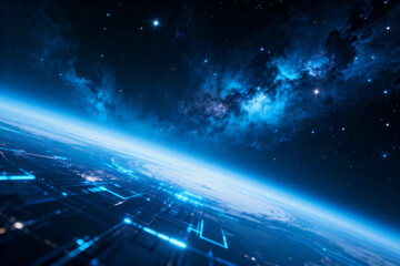 Earth with Digital Circuitry and Cosmic Background