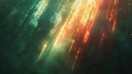 Abstract background showing colourful glowing energy streaks with textured grunge elements and sparkling particles, representing dynamic movement, innovation, and technological concepts