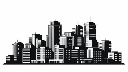 Naklejka premium Modern City Skyline Silhouette of Tall Buildings.