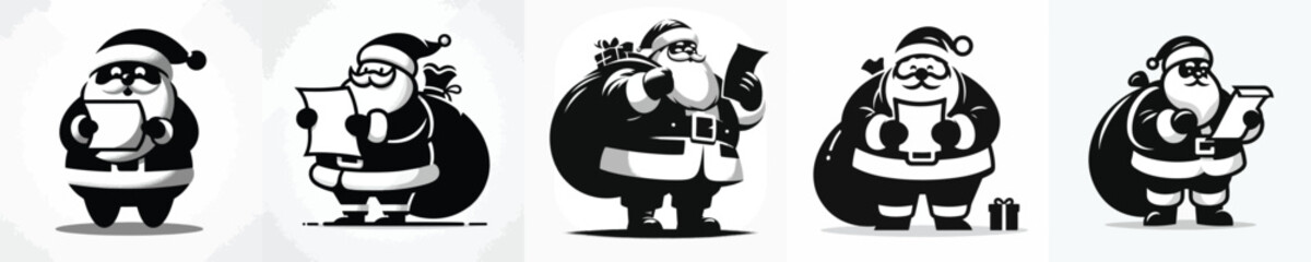 vector silhouette of santa claus carrying christmas gift note