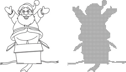 Cheerful Santa Claus Line Art Illustration for Christmas