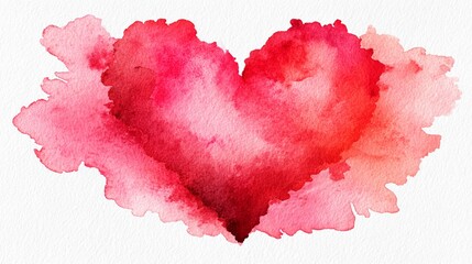A beautiful watercolor heart illustration, featuring vibrant shades of red and pink, ideal for conveying love and affection in various creative projects and designs.