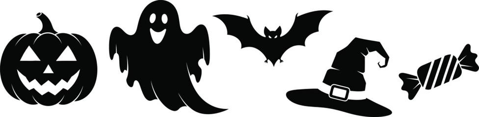 Fototapeta premium Halloween silhouettes a spooky collection