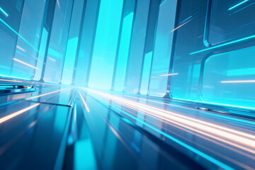 Futuristic Sci-fi Tunnel with Neon Light Trails