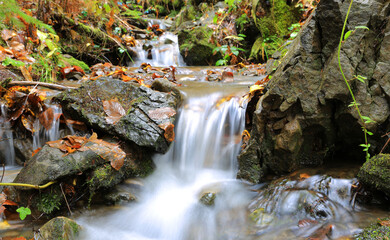 small waterfall on mountin river