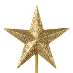 Fototapeta premium A glittering gold five-pointed star decoration, isolated background
