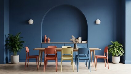 vibrant dining room interior with clean minimalist layout