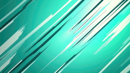 Abstract background featuring teal green and white diagonal lines creating a sense of dynamic motion, movement, and technology, ideal for a modern design concept