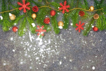 Christmas background with green fir tree