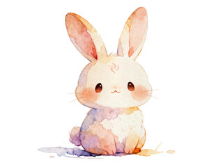 Cute Watercolor Rabbit: An adorable watercolor illustration of a charming rabbit, with soft colors and a whimsical aesthetic, ready to bring smiles and warmth.