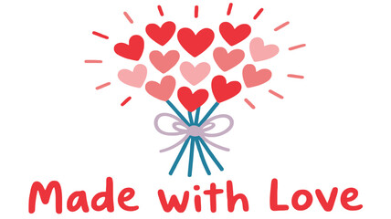 A decorative heart bouquet illustration symbolizing love and affection with a beautiful arrangement of red and pink hearts