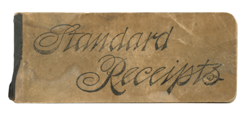 Antique “Standard Receipts” Pad w/ Hand-Lettered Script Typography - Old Brown Paper Notebook  - Authentic Aged Distressed Worn Office Ephemera - Isolated on White