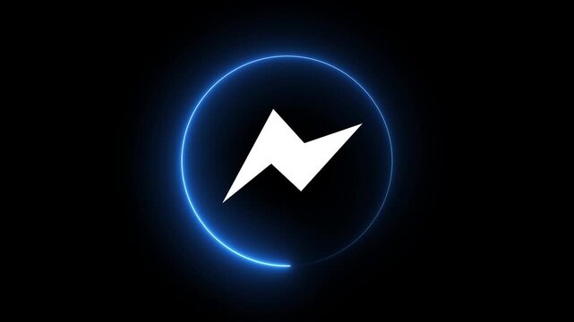 glowing neon message box animation icon text message notification, New messenger social media network logo icon animation on black background.