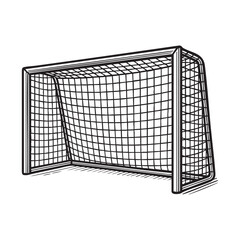 Detailed Black and White Engraving of Soccer goal   vector hand drawing, isolated on transparent background.