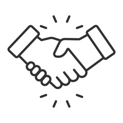 Splash handshake icon in line design. splash handshake, agreement, partnership, cooperation, business handshake, collaboration, deal on white background vector. splash handshake editable stroke icon
