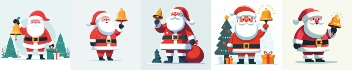 vector santa claus ringing christmas bells