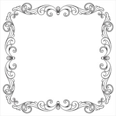 Luxury Antique Floral Ornament Line Illustration