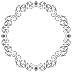 Luxury Antique Floral Ornament Line Illustration