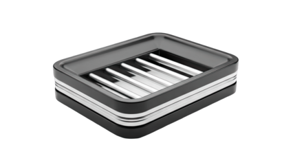 Modern Black Soap Dish Isolated on White Background