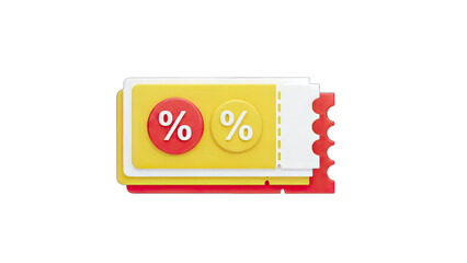 Discount Coupons with Percentage Symbols on White Background
