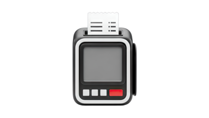 Modern POS Terminal Printing Receipt on White Background