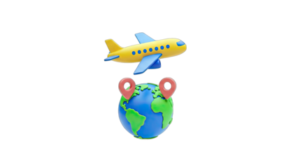 Airplane Flying Over Globe - Travel Concept