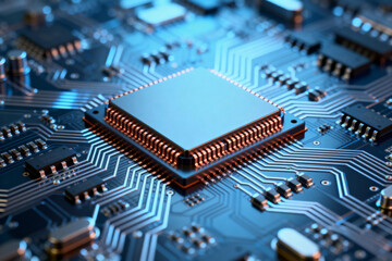Close-up of Computer Processor on Circuit Board