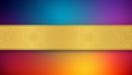 Showing wide gold banner across center with embossed filigree and empty center on gradient backdrop