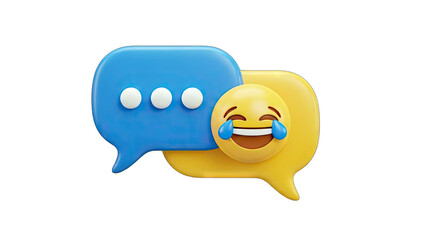 Emoji Laughing in Chat Bubbles - Communication Concept