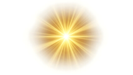 Bright Golden Burst of Light with Starburst Effect and Lens Flare