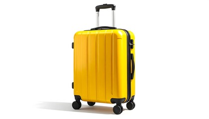 yellow travel suitcase isolated on white background