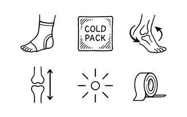 Fototapeta premium Hand-drawn icons representing medical treatments and body parts for health and wellness