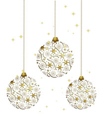 Elegant Golden Christmas Ornaments on transparent Background