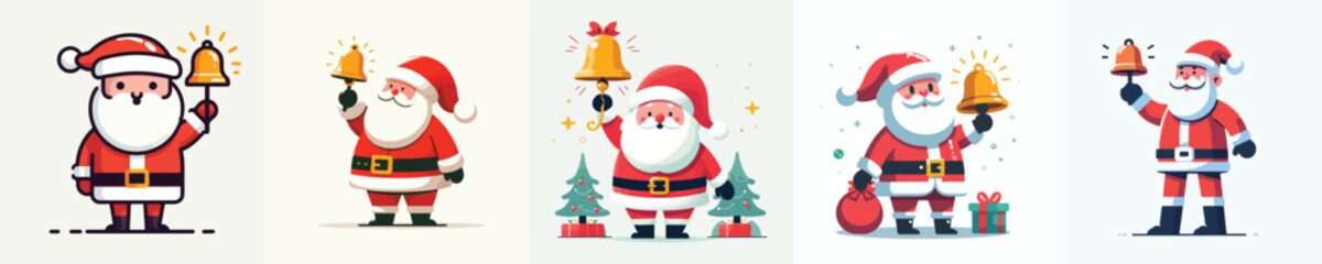 vector santa claus ringing christmas bells