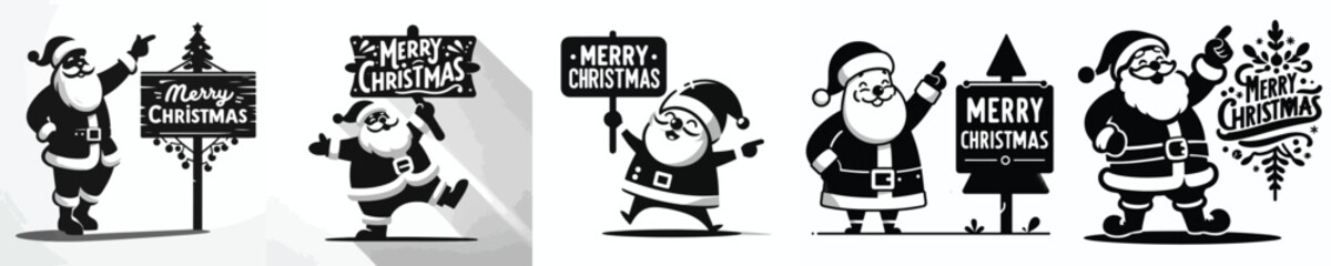 vector silhouette of santa claus holding a 
