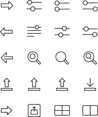 Fototapeta premium Set of icons including arrows, sliders, search, upload and download symbols