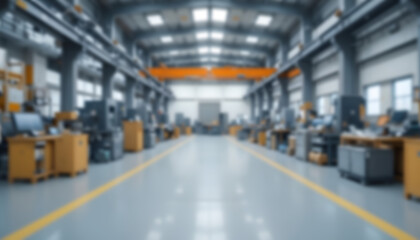 Obraz premium Modern Industrial Warehouse with Machinery and Equipment in Focus