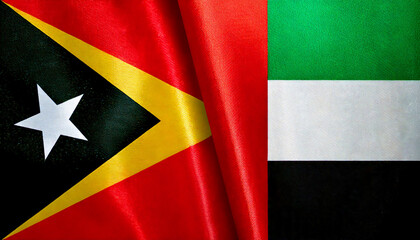 Fototapeta premium アラブ首長国連邦の国旗と東ティモールの国旗(United Arab Emirates flag & Timor-Leste flag.) 