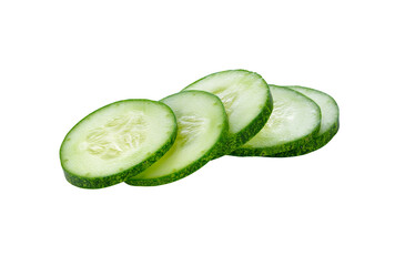 Fresh slice cucumber on white background. transparent png