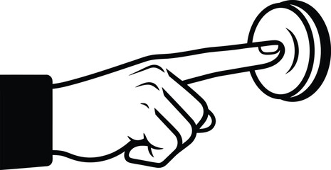 Black and White Drawing of a Hand Pressing a Doorbell Button Illustration