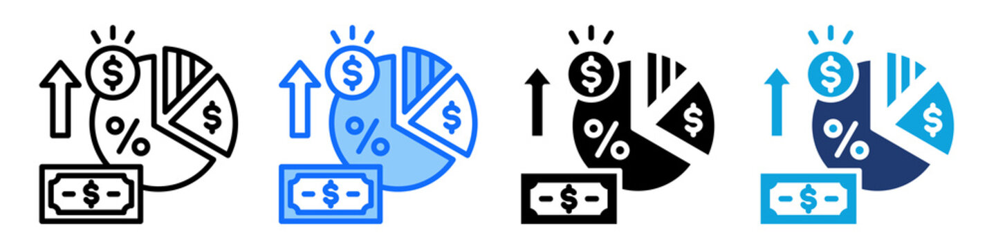 Profit Margin Icon Set Multi Style Vector Illustration